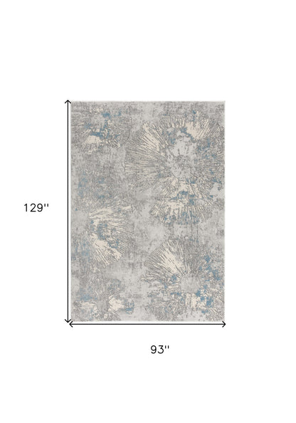5’ X 8’ Blue Abstract Circular Motifs Area Rug