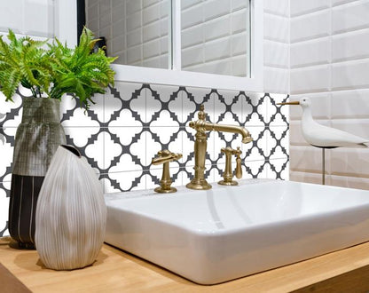 4" X 4" Dark Gray And White Tri Peel And Stick Tiles