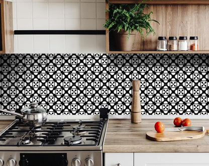 4" X 4" Black And White Coli Peel And Stick Tiles