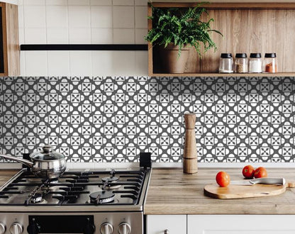 4" X 4" Dark Gray And White Coli Peel And Stick Tiles