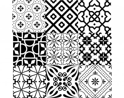 4" X 4" Black And White Mash Peel And Stick Removable Tiles
