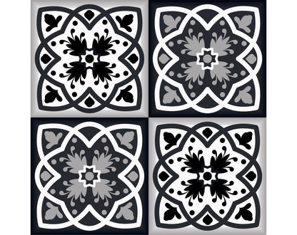 6" X 6" Black White And Gray Baz  Peel And Stick Removable Tiles