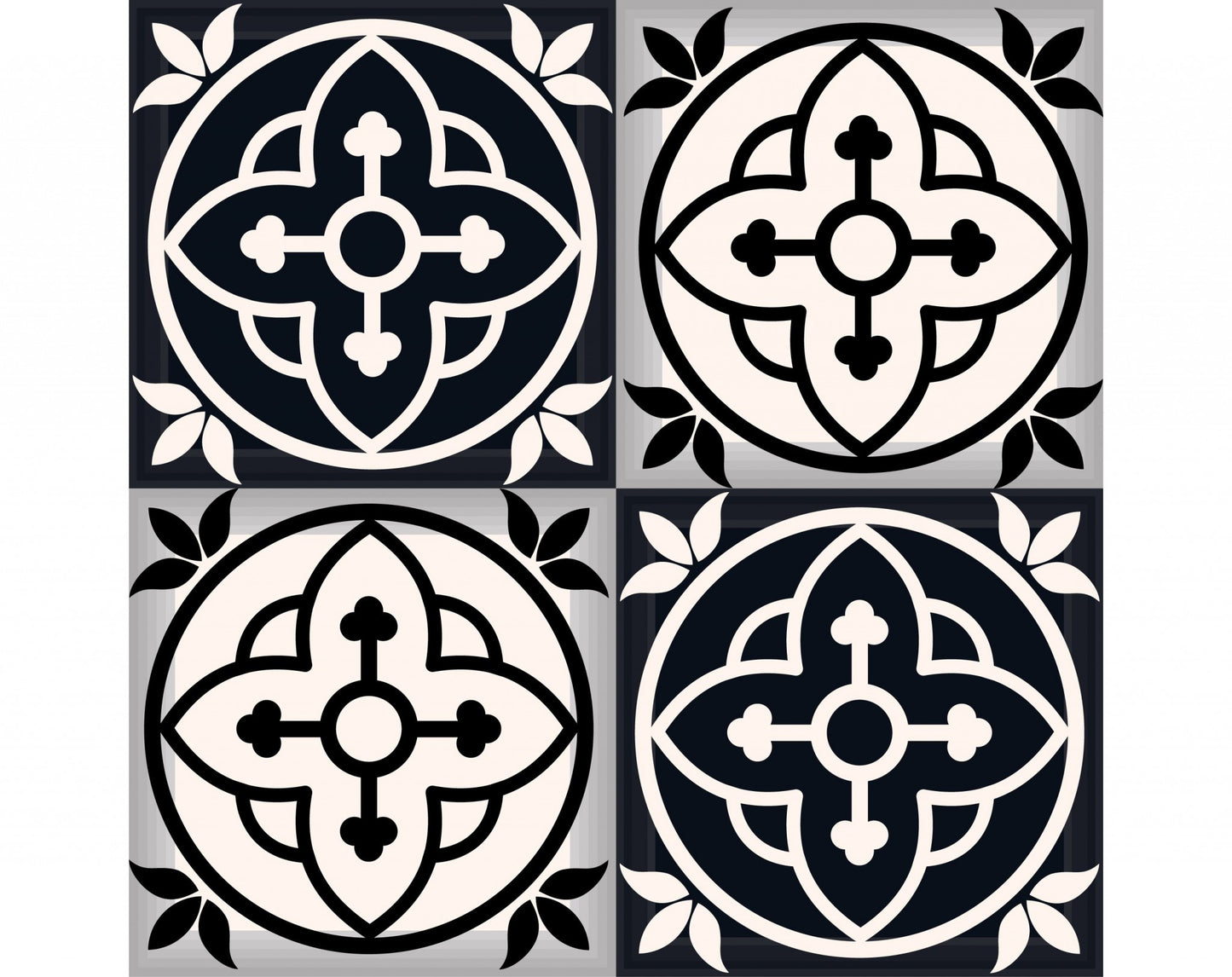 4" X 4" Black And White Rory Peel And Stick Removable Tiles