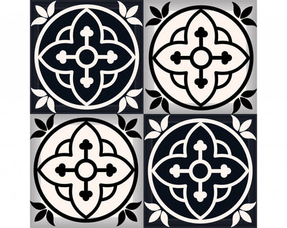 4" X 4" Black And White Rory Peel And Stick Removable Tiles