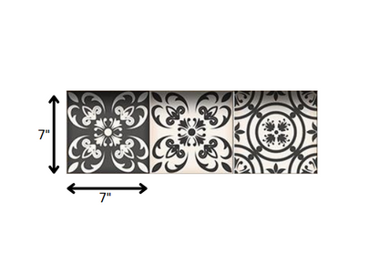 4" X 4" Charcoal And White Mosaic Peel And Stick Removable Tiles