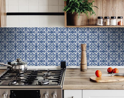 4" X 4" Wedgwood Blue And White Peel And Stick Removable Tiles