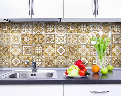 4" X 4" Vintage Brown And White Peel And Stick Removable Tiles
