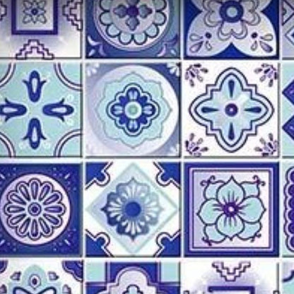 4" X 4" Vintage Turq Blue And White Peel And Stick Removable Tiles