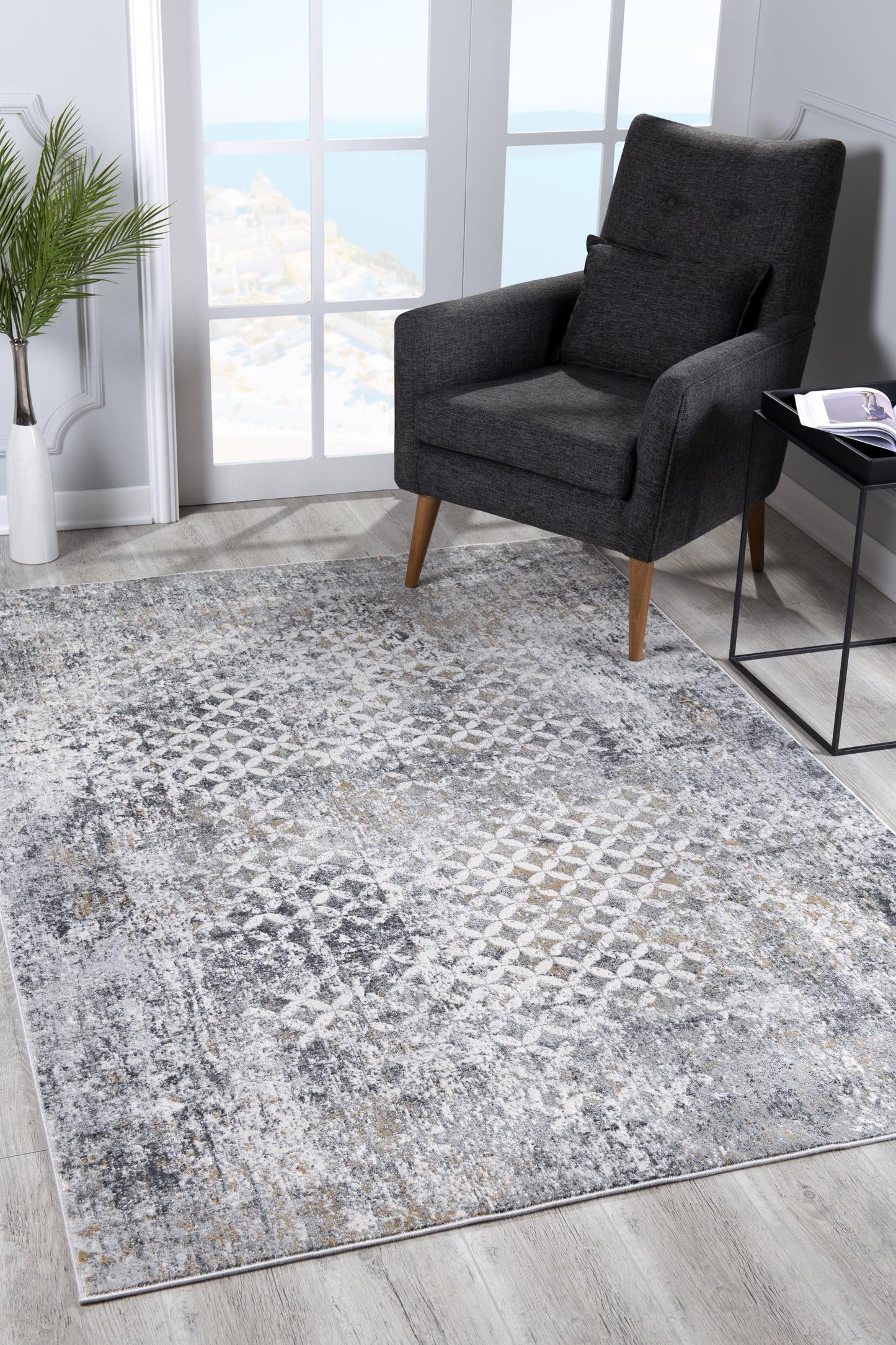 8' X 10' Gray Abstract Dhurrie Area Rug