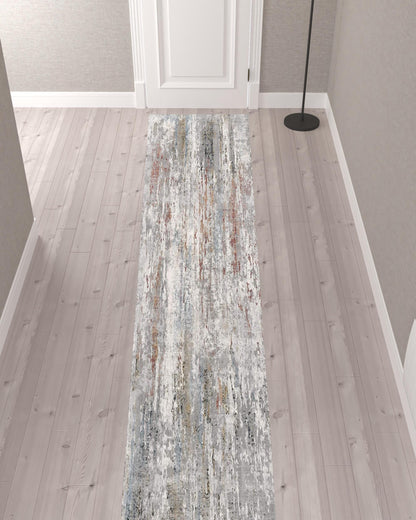 20' Gray Abstract Runner Rug