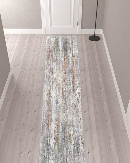 20' Gray Abstract Runner Rug