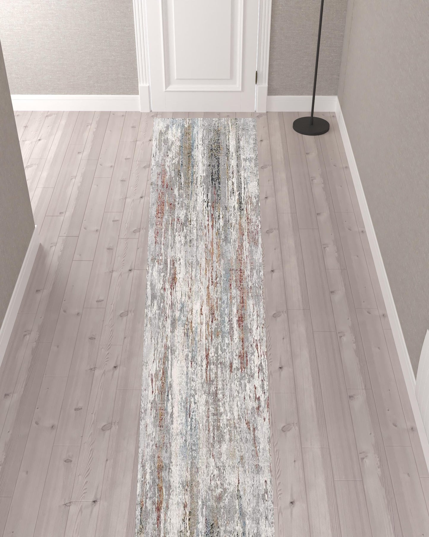 20' Gray Abstract Runner Rug
