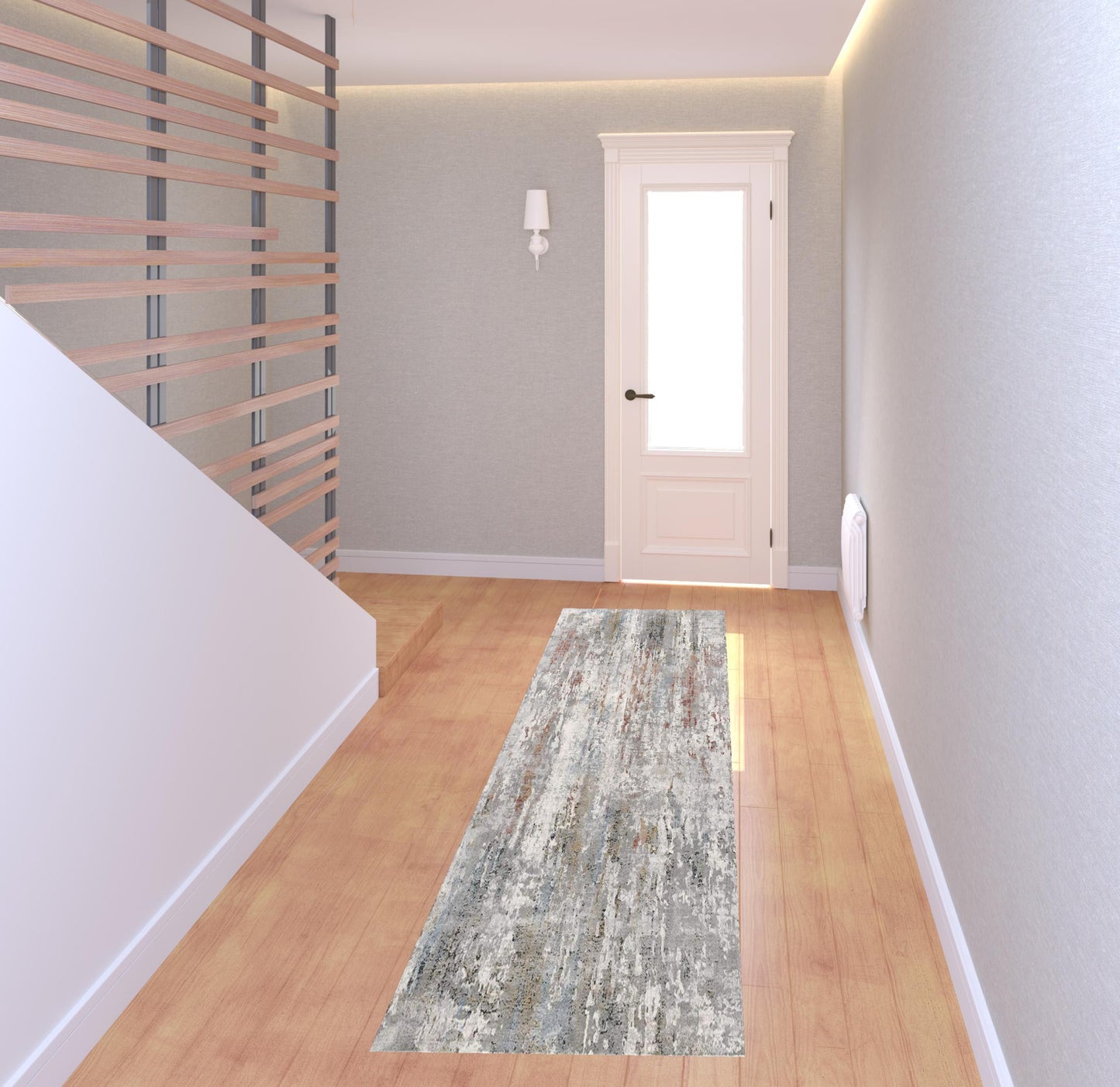 20' Gray Abstract Runner Rug