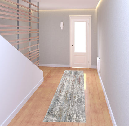 20' Gray Abstract Runner Rug