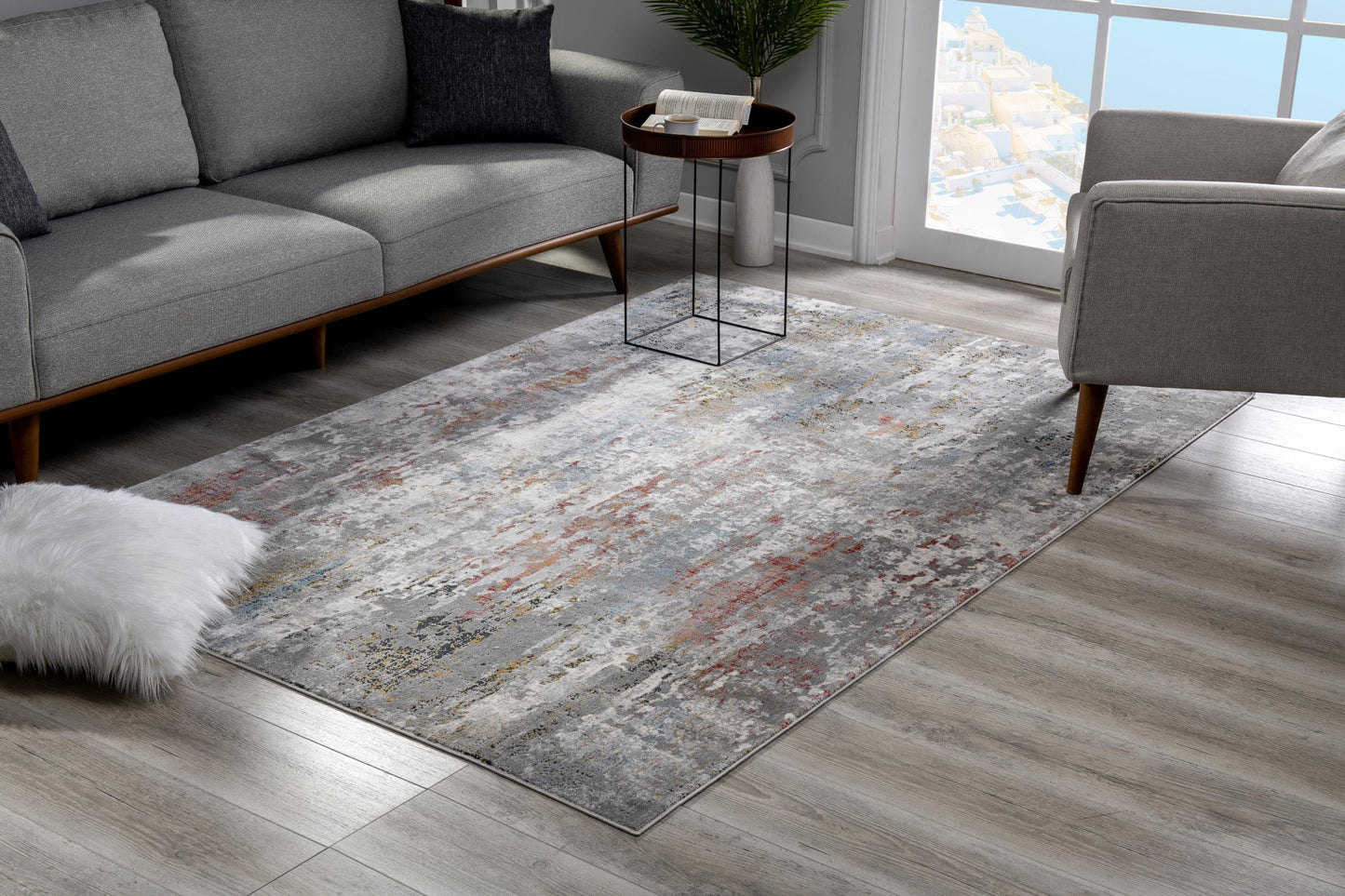 20' Gray Abstract Runner Rug