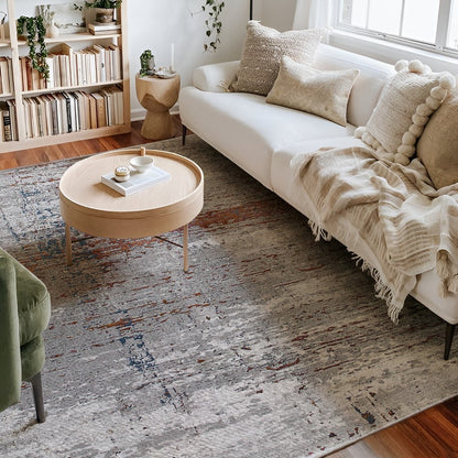 5’ X 8’ Gray And Brown Abstract Scraped Area Rug