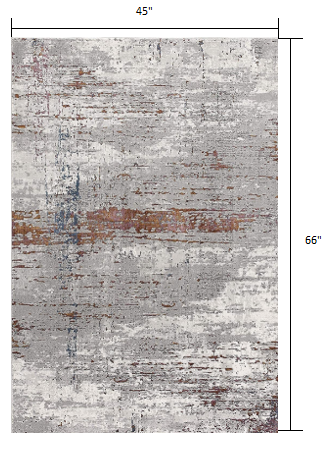 5’ X 8’ Gray And Brown Abstract Scraped Area Rug