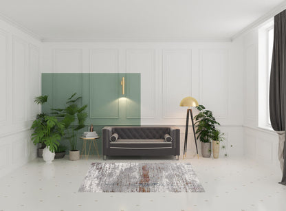 5’ X 8’ Gray And Brown Abstract Scraped Area Rug