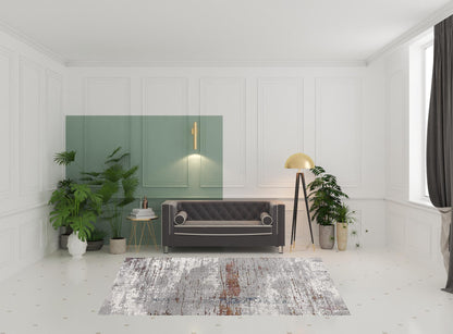5’ X 8’ Gray And Brown Abstract Scraped Area Rug