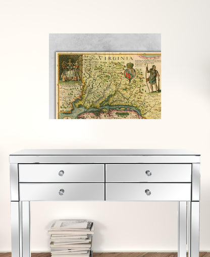 24" X 32" Map Of Virginia C1627 Vintage  Poster Wall Art