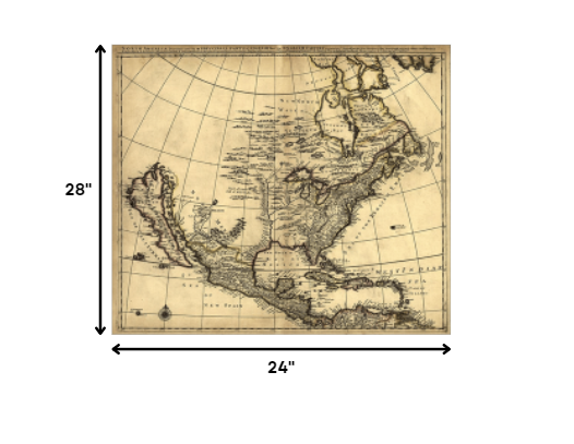 20" X 24" Map Of North America C1685 Vintage  Poster Wall Art