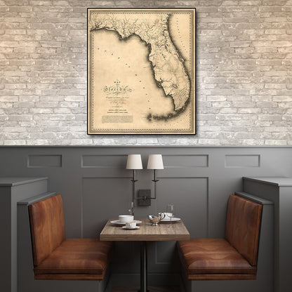20" X 24" C1823 Early Map Of Florida  Vintage  Poster Wall Art