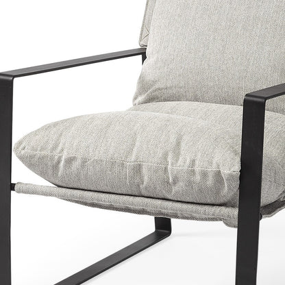 Stone Gray And Black Metal Sling Chair