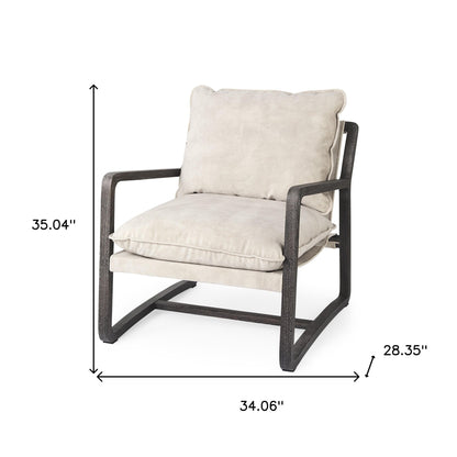Modern Rustic Cozy Black And Cream Accent Chair