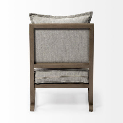 Wooden Accent Chair With Ash Gray Cushions