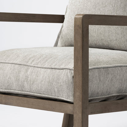 Wooden Accent Chair With Ash Gray Cushions