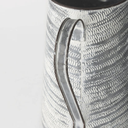 11" Metal Gray and White Cylinder Jug Vase