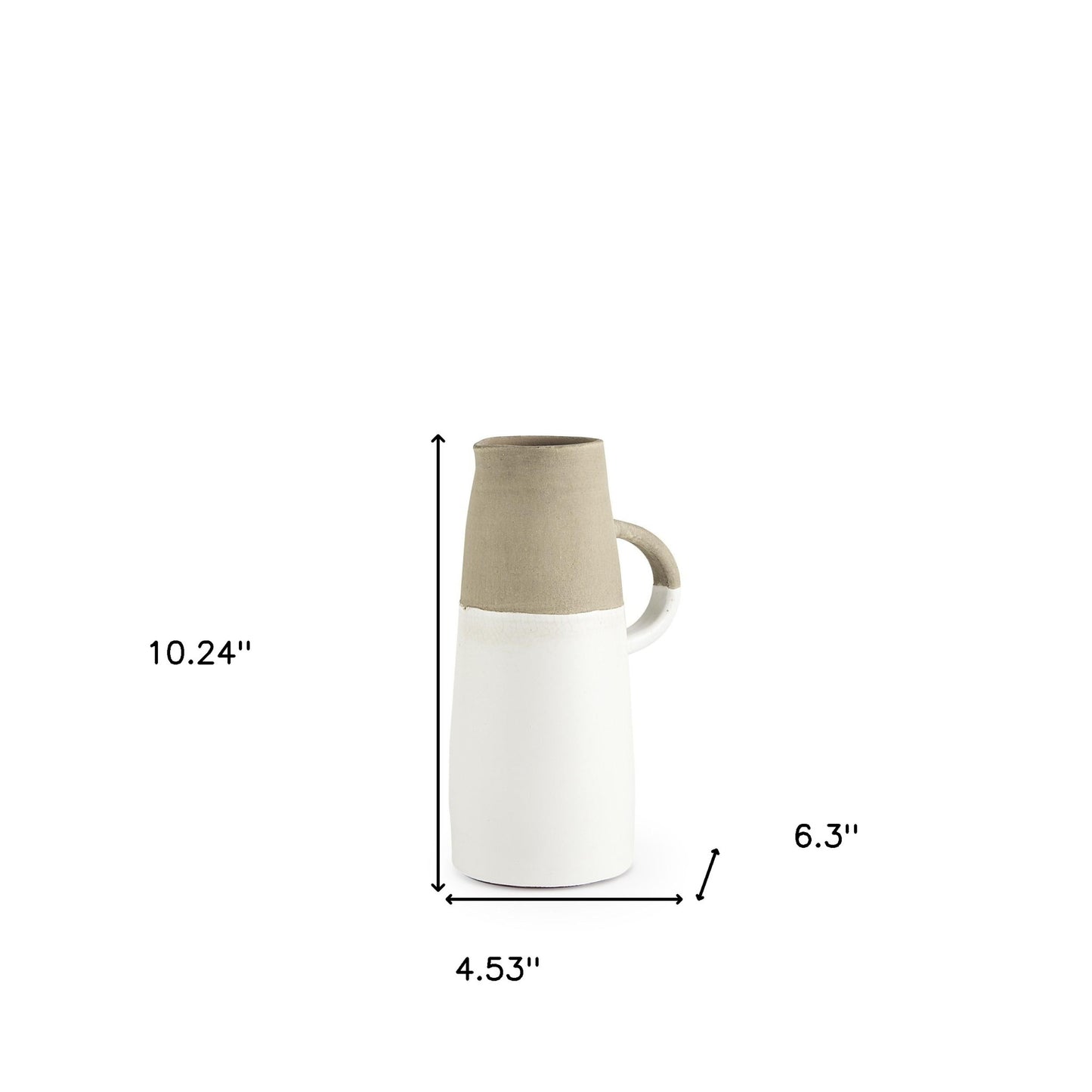 10" Rustic Organic White And Natural Decorative Jug