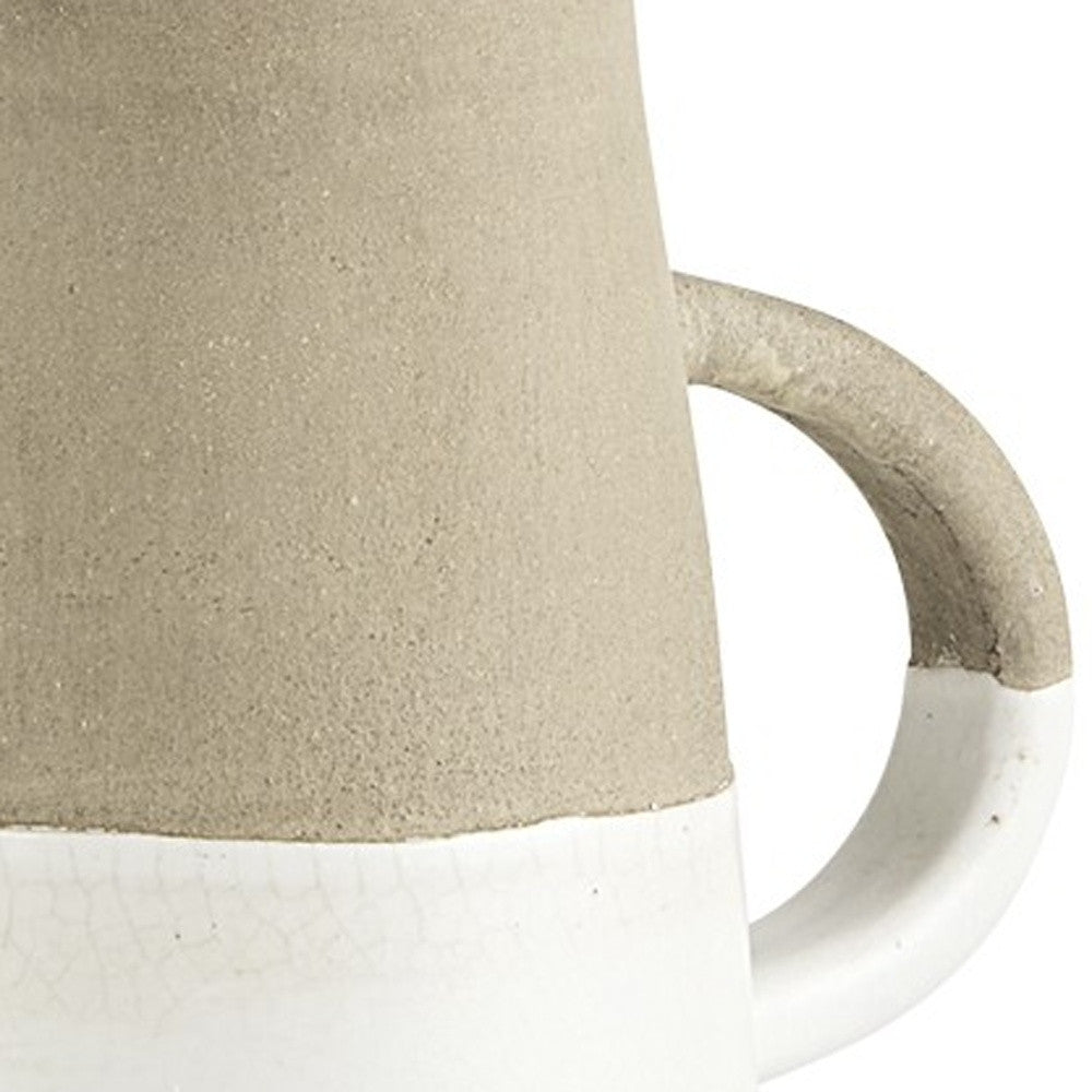 10" Rustic Organic White And Natural Decorative Jug