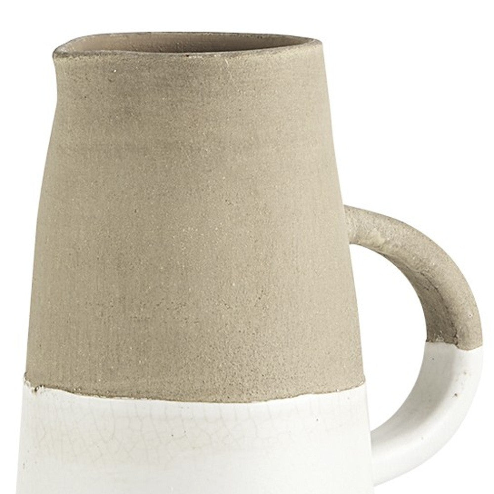 10" Rustic Organic White And Natural Decorative Jug