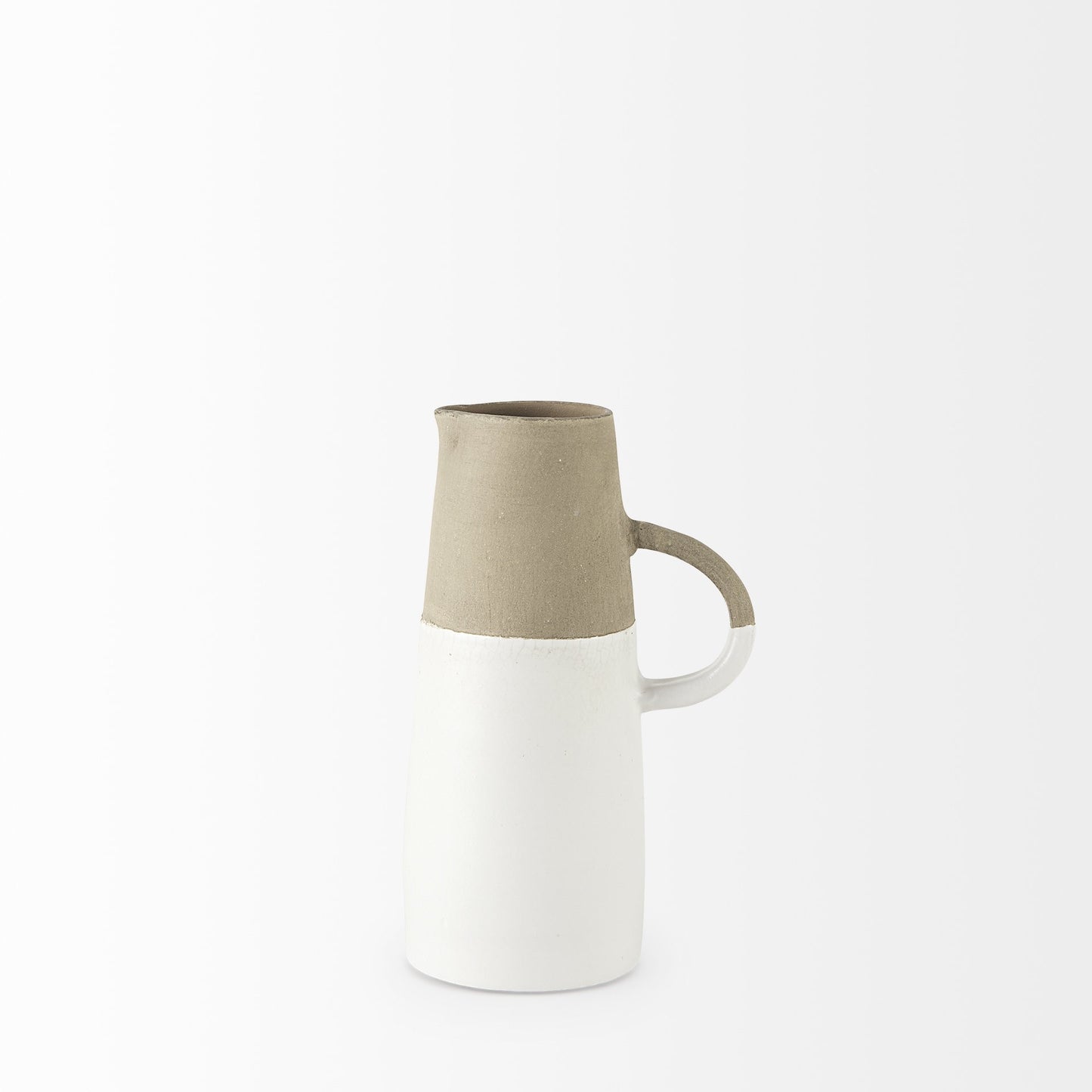 10" Rustic Organic White And Natural Decorative Jug