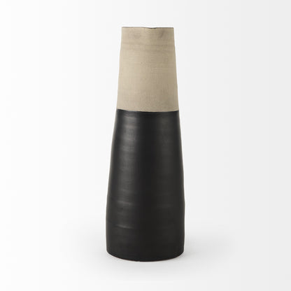16" Rustic Organic Black And Natural Decorative Jug