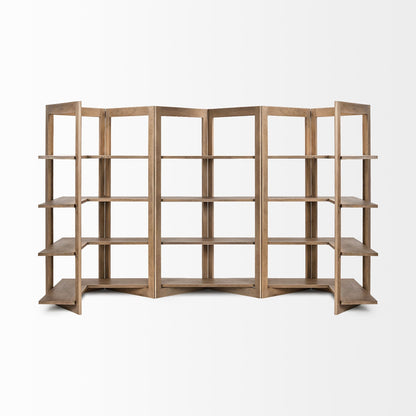 Light Brown Wooden Corner Shelving Unit