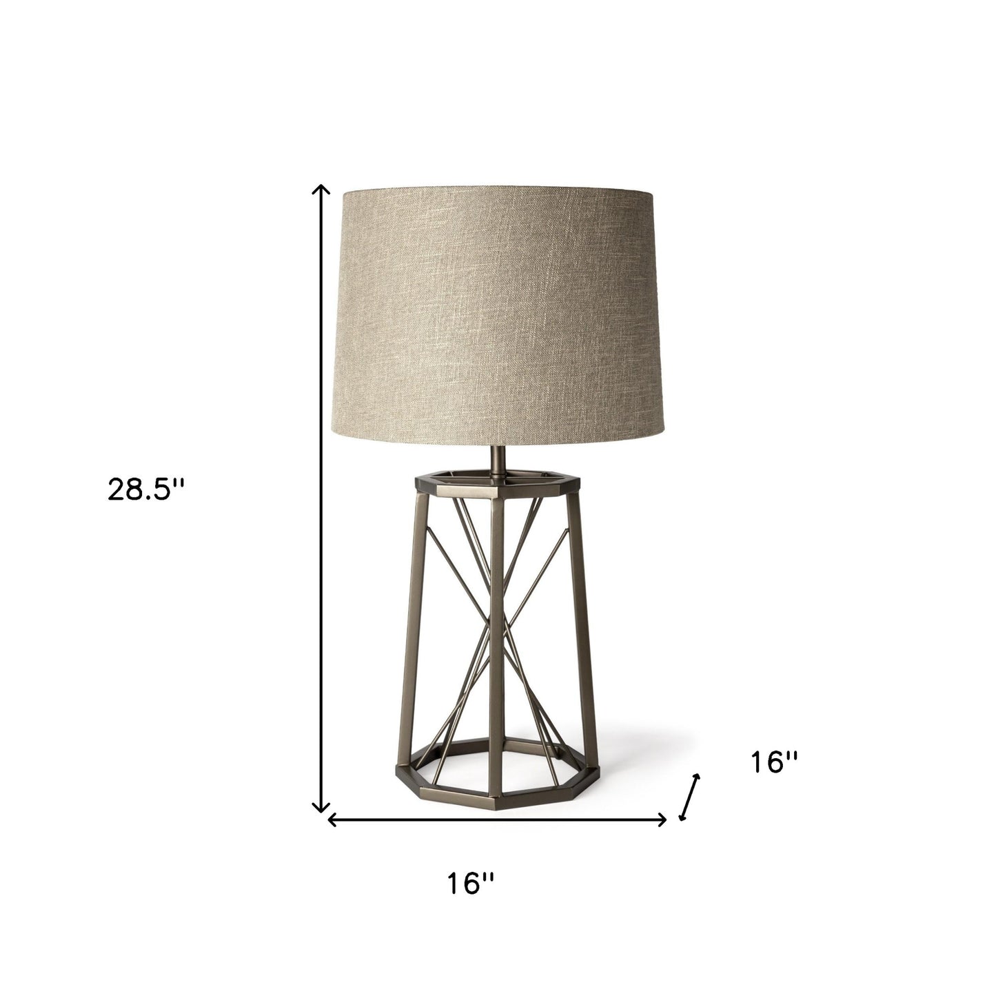 Metallic Aged Bronze Tone Octagonal Metal Table Lamp
