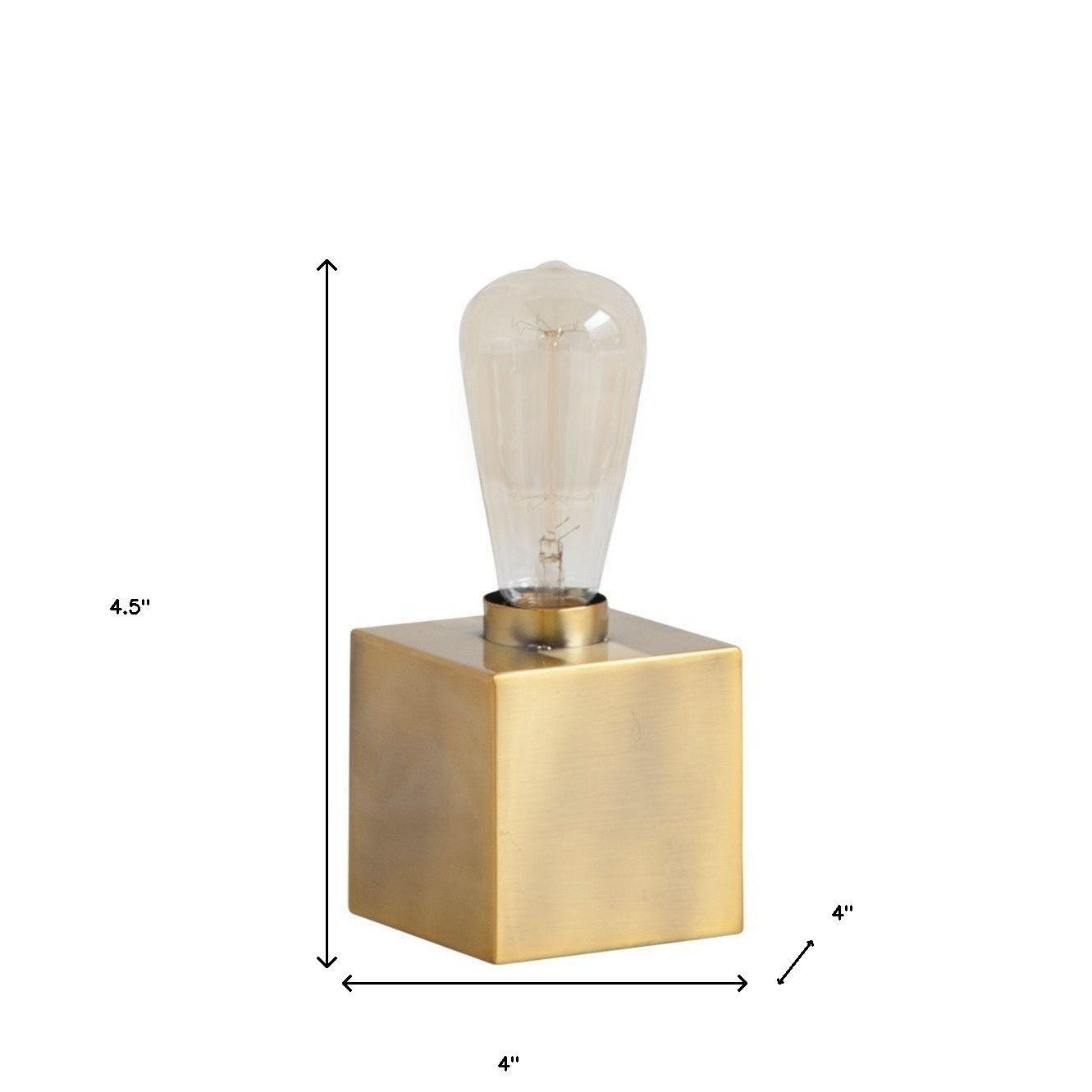 Gold Square Exposed Bulb Table Or Desk Lamp