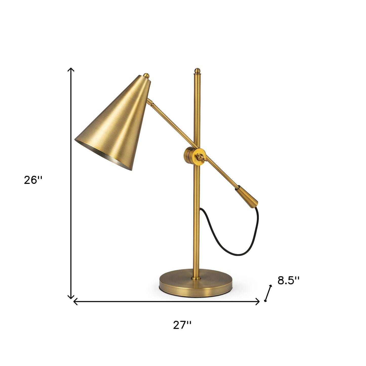 Sleek Golden Cone Adjustable Table Or Desk Lamp