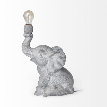 Graphite Resin Elephant Table Lamp
