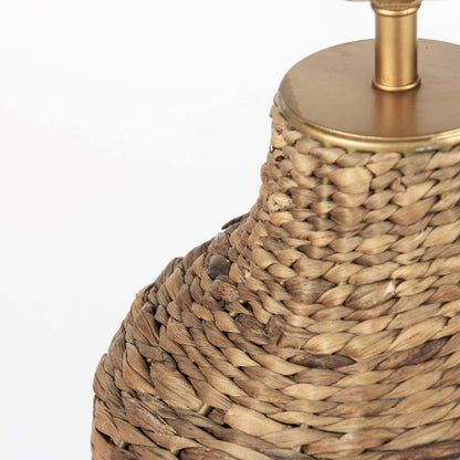 Updated Rustic Brown Wicker Table Lamp