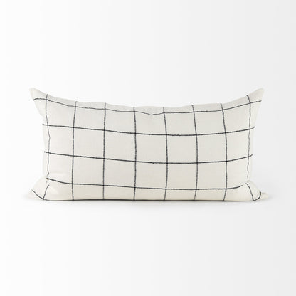 White And Black Grid Lumbar Accent Pillow Cover