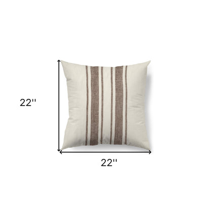 Off White Pillow Cover With Brown Stripes
