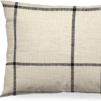 Black And Beige Plaid Lumbar Accent Pillow Cover