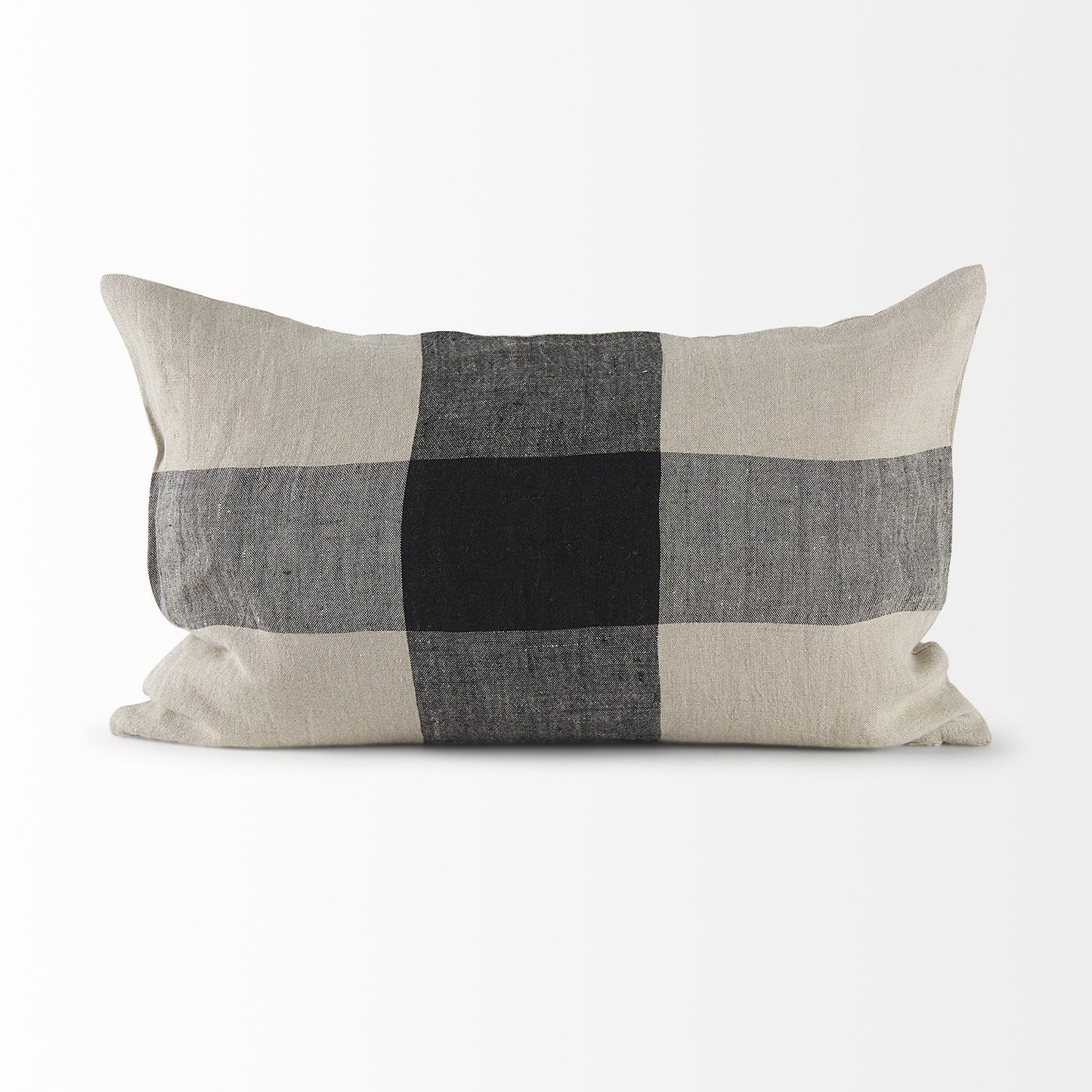 Beige And Black Plaid Pattern Lumbar Throw Pillow Cover