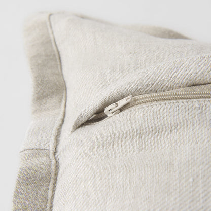 Cream Bordered Lumbar Pillow Cover