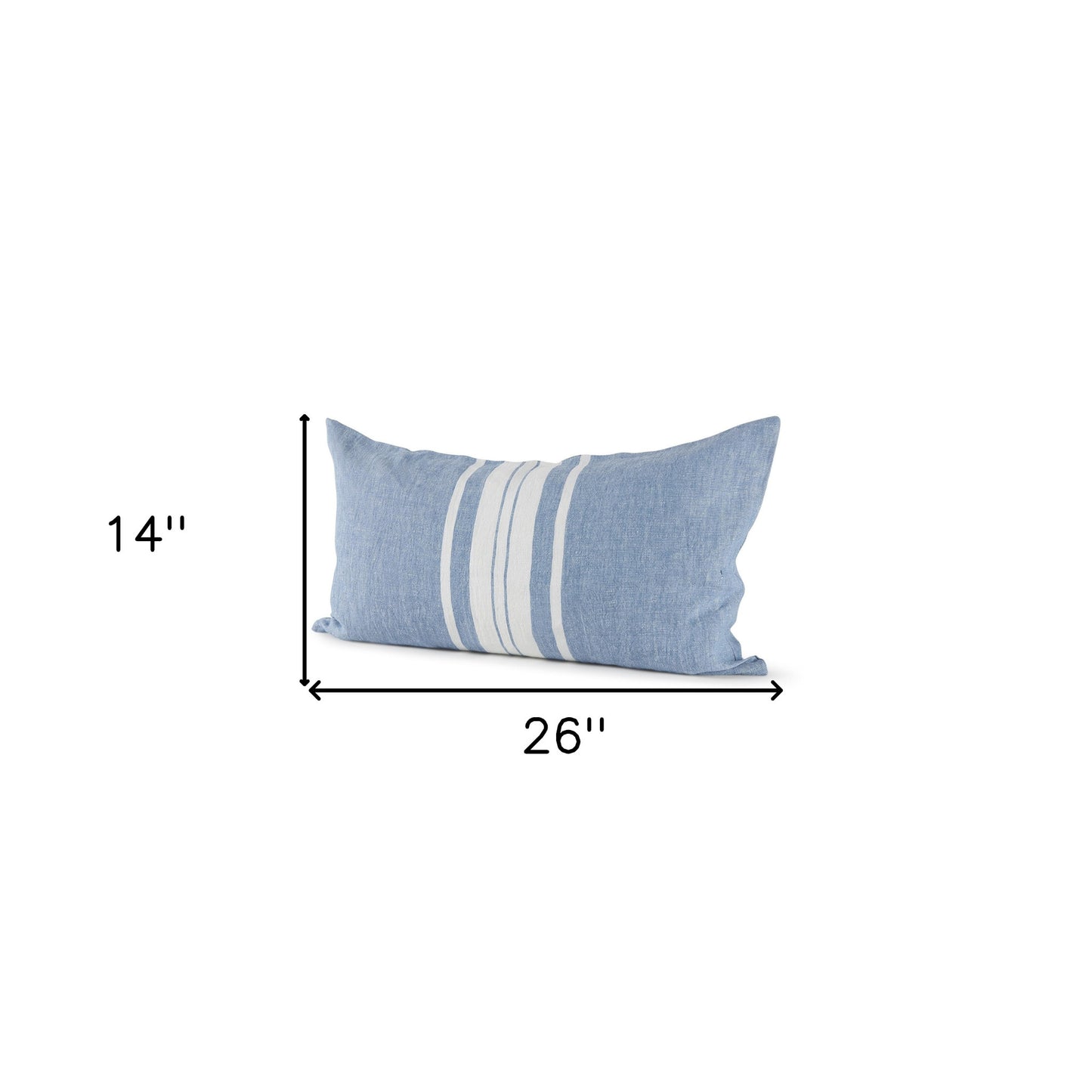 Blue And Cream Middle Striped Lumbar Pillow Cover
