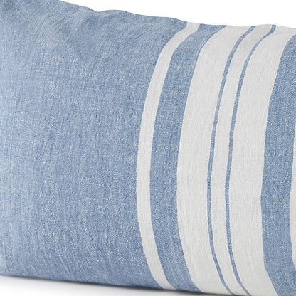 Blue And Cream Middle Striped Lumbar Pillow Cover
