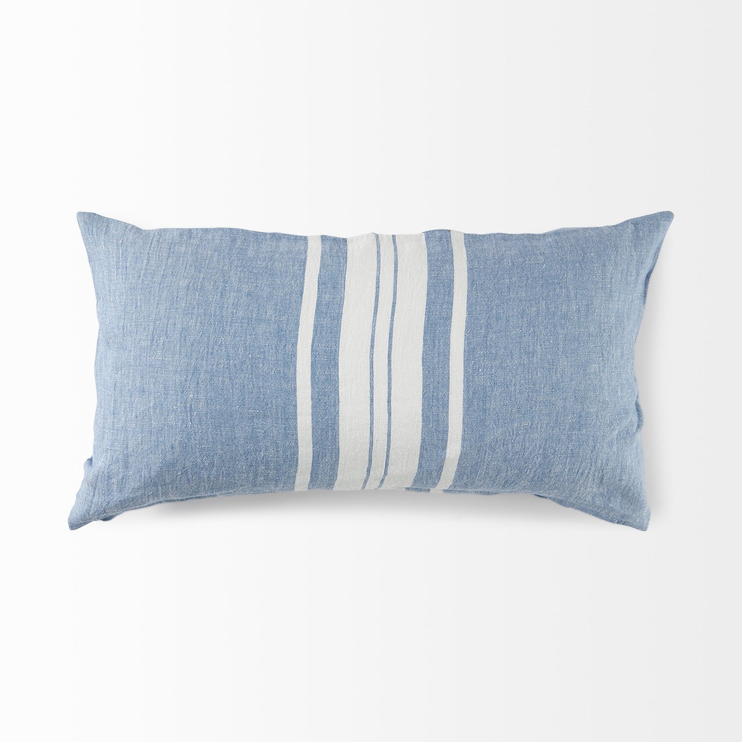 Blue And Cream Middle Striped Lumbar Pillow Cover